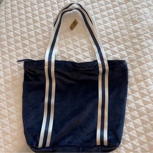 Victoria's Secret PINK Navy Blue Velour Ribbed Tote NWT